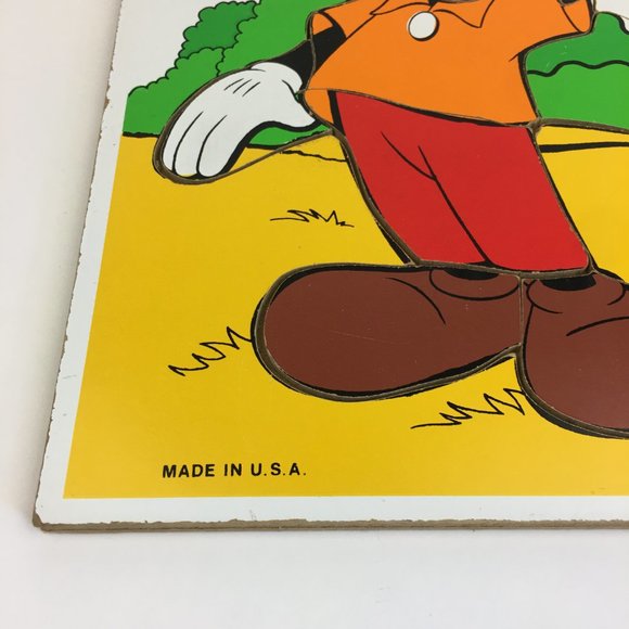 Vtg Mickey Mouse 8 Piece Wooden‎ Puzzle Wave Yellow Shirt Playskool Disney - Picture 5 of 9